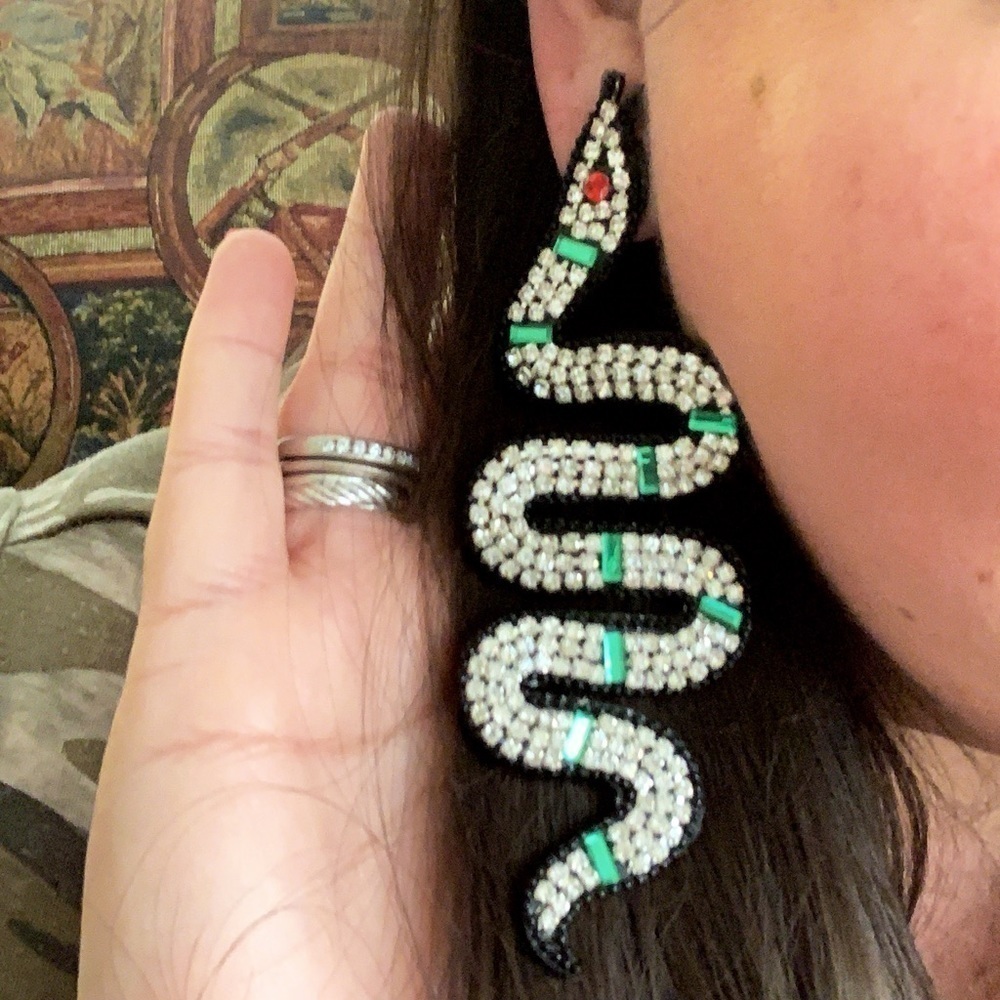 Snake Rhinestone Earrings - Picture 3 of 4